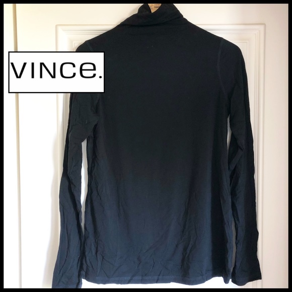 Vince Tops - VINCE Classic Black Funnel Neck Long Sleeve Top.
